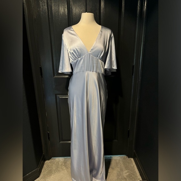 Elegant Silver V-Neck Gown
